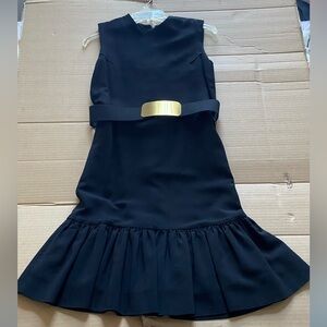 Elegant Black Sleeveless Dress with Gold Accent